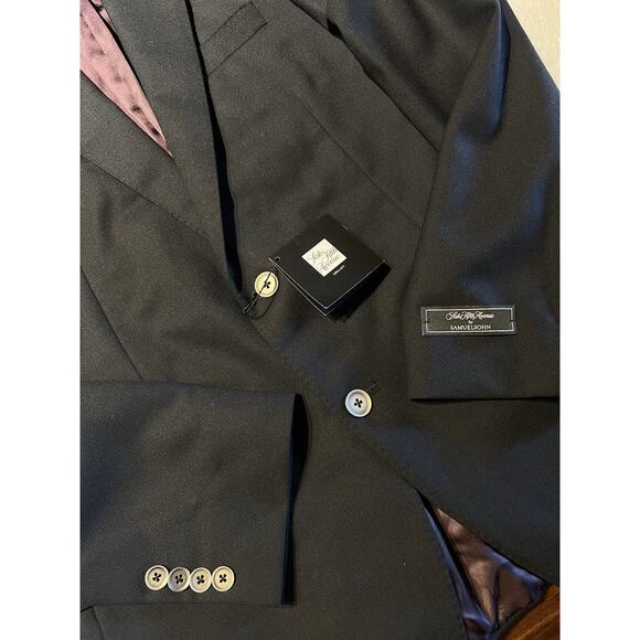 New Samuelsohn 40R Solid Black Designer Luxury Blazer Sport Jacket Super 130s - Picture 8 of 14